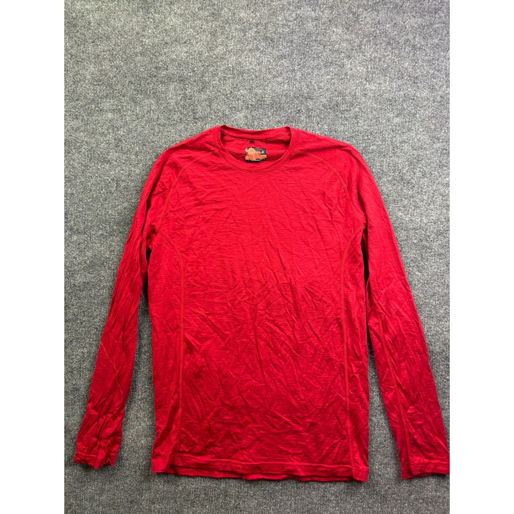 Macpac Merino Wool Base Layer Top Mens Small Red Long Sleeve Hiking Outdoor